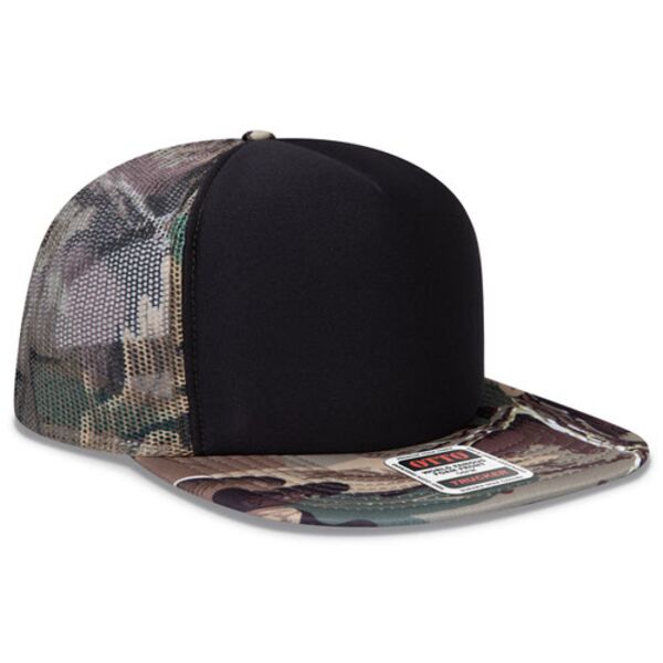 OTTO CAP "OTTO SNAP" Camouflage 5 Panel High Crown Mesh Back Trucker Hat Thumbnail