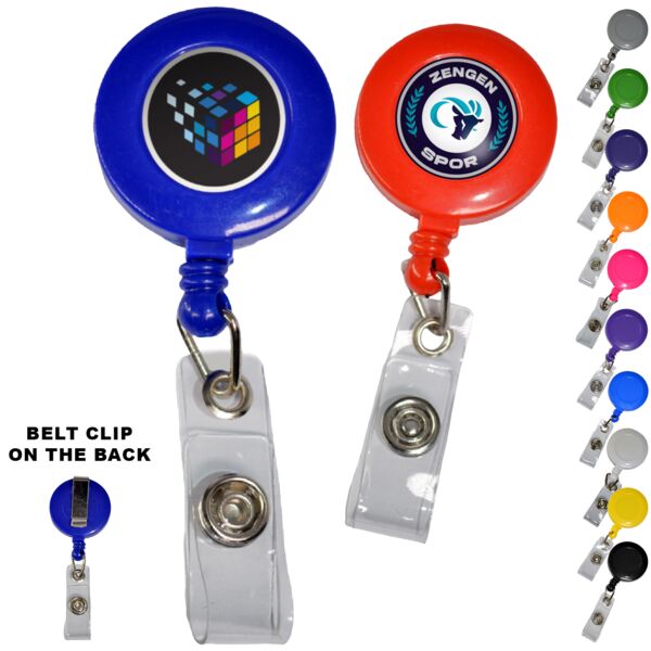 Retractable Round Badge Reel Holder w/ Belt Clip Thumbnail