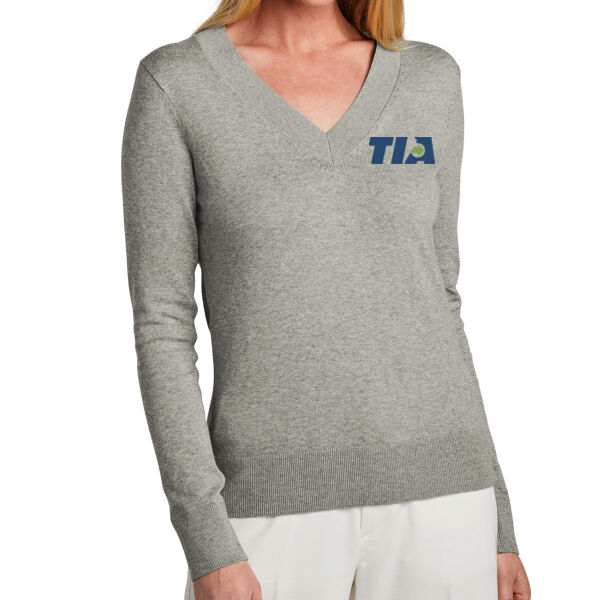   - Women's Cotton Stretch V Neck Sweater Thumbnail