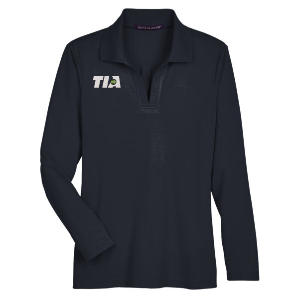   - Women's CrownLux Performance® Plaited Long Sleeve Polo Thumbnail