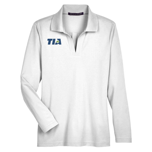   - Women's CrownLux Performance® Plaited Long Sleeve Polo Thumbnail