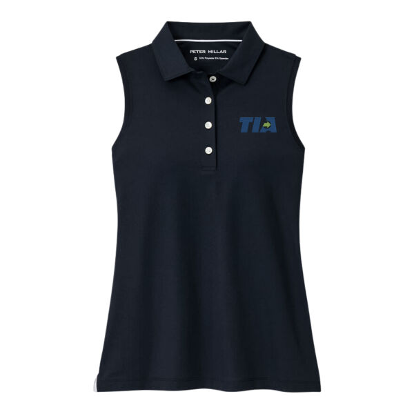   - Women's Banded Sport Mesh Sleeveles Button Polo  Thumbnail