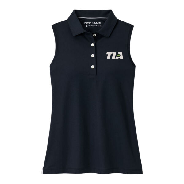   - Women's Banded Sport Mesh Sleeveles Button Polo  Thumbnail